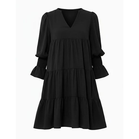 POMANDER PLACE Black Crepe Kenzo Dress Size L NWT Retail $98 Tuckernuck - Picture 7 of 7